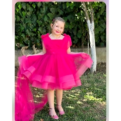 Floral Net Dress with Boing Patti and Bow Details
