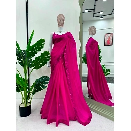 YNF Stunning Designer Saree: Tibby Silk, Sequin Work, Mono Benglori Silk Blouse