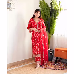 Printed Maslin Top with Cording Sequences - Full Stitched Pant, Orgenza Dupatta