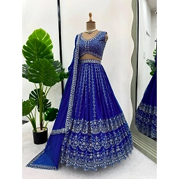 Stunning Lehengha: Foux Gorgette, Sequin Work, Up to Size 44