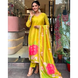 Sequence Embroidered Crepe Kurta Set with Dupatta