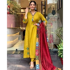 Luxury Roman Silk Hand Work Dress with Digital Crepe Dupatta