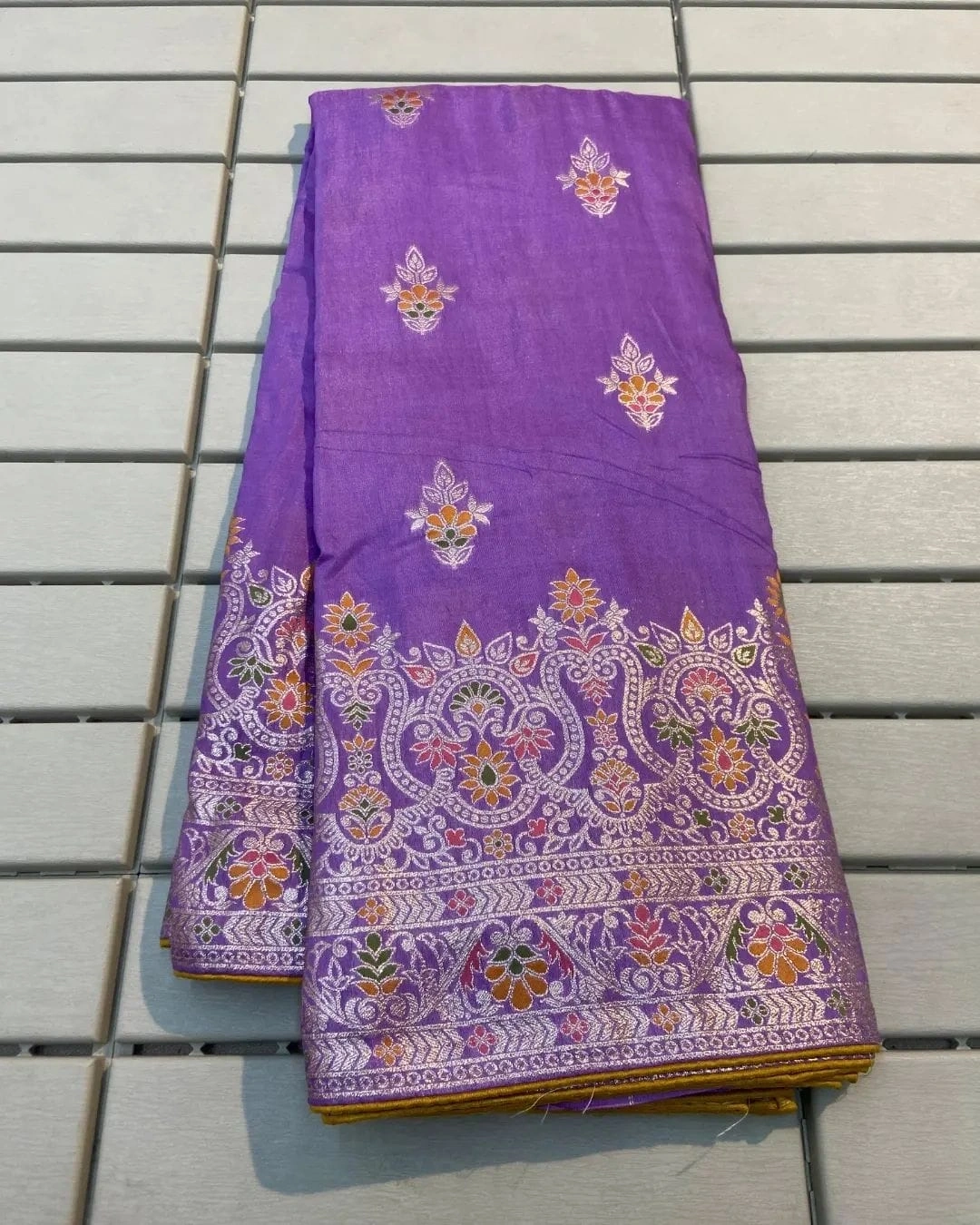 Exquisite Russian Silk Saree with Intricate Zari and Meenakari Weaving-ANT-30-Purple