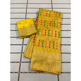 YNF Pure Crepe Khadi Silk Saree: Elegant, Zari-wooven, Tassel-embellished, Meenakari Weaving