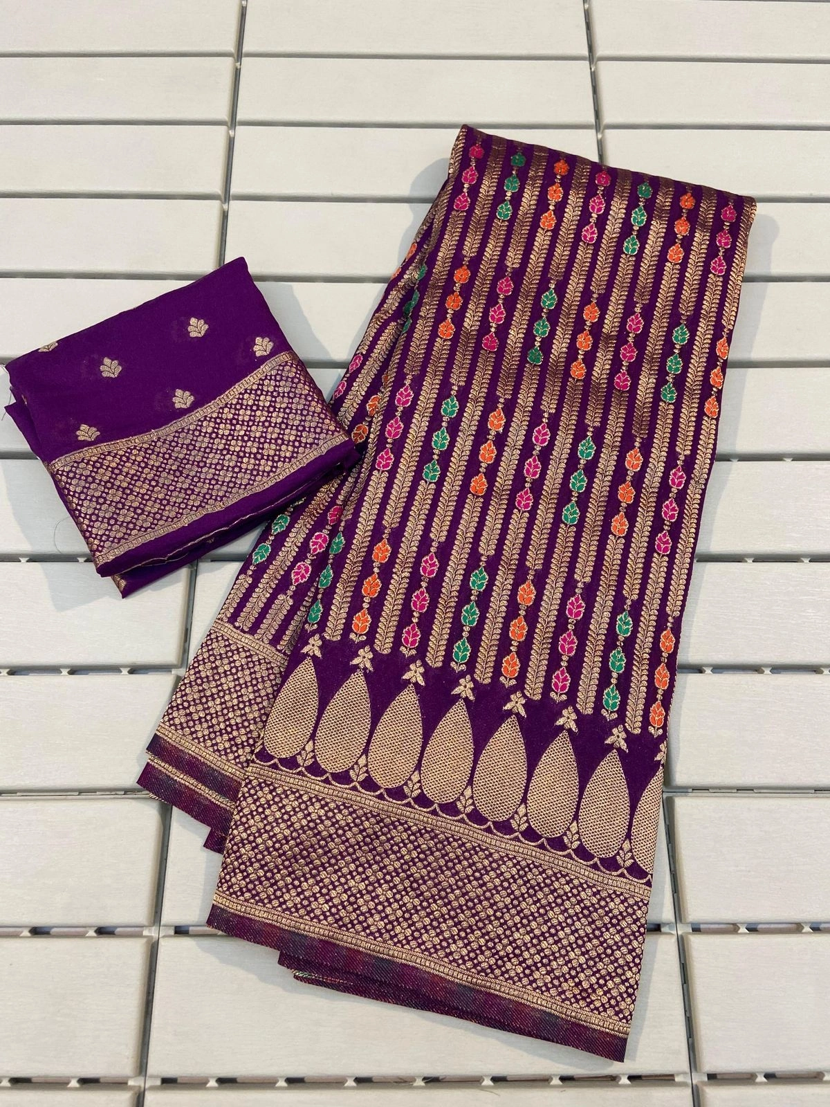 Pure Crepe Khadi Silk Saree: Elegant, Zari-wooven, Tassel-embellished, Meenakari Weaving-ANT-31-B-Wine