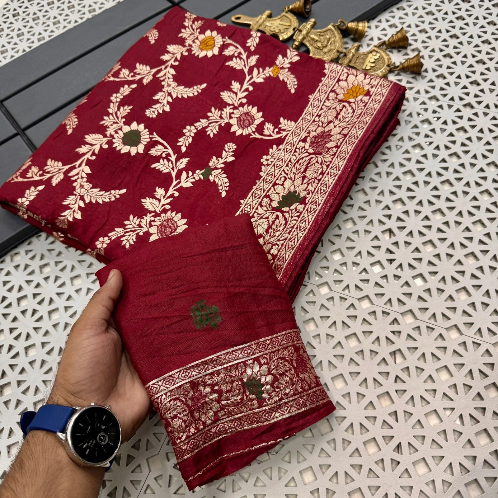 Stunning Dola Silk Saree: Traditional Elegance with a Modern Twist!-MKD-75-Maroon