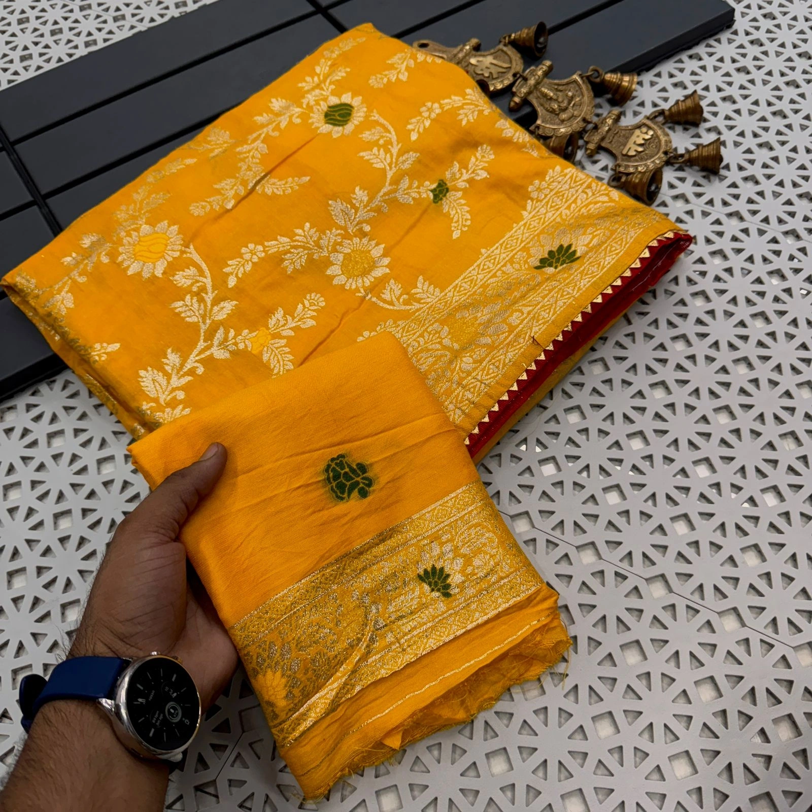 Stunning Dola Silk Saree: Traditional Elegance with a Modern Twist!-MKD-75-Yellow