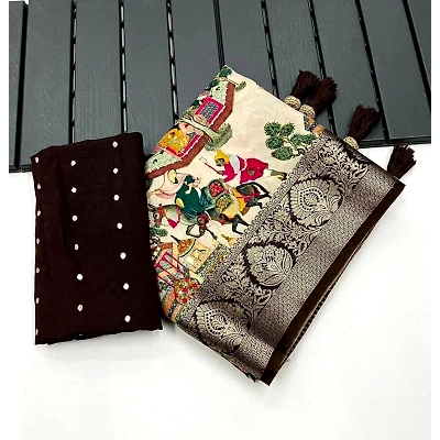 YNF Silk Sarees: Lightweight, Pichwai Kalamkari Design, Viscose Border, No Jhallar