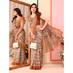 Printed Kota Doriya Silk Saree with Unstitched Blouse