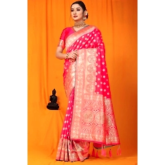 Kanchipuram Pure Silk Saree: Gorgeous Siroski Work, Gold Jari Border