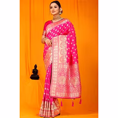Kanchipuram Pure Silk Saree: Gorgeous Siroski Work, Gold Jari Border