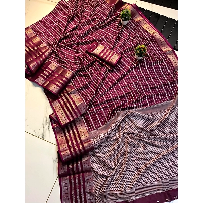 YNF Pure Dola Silk Patola Saree with Matching Blouse