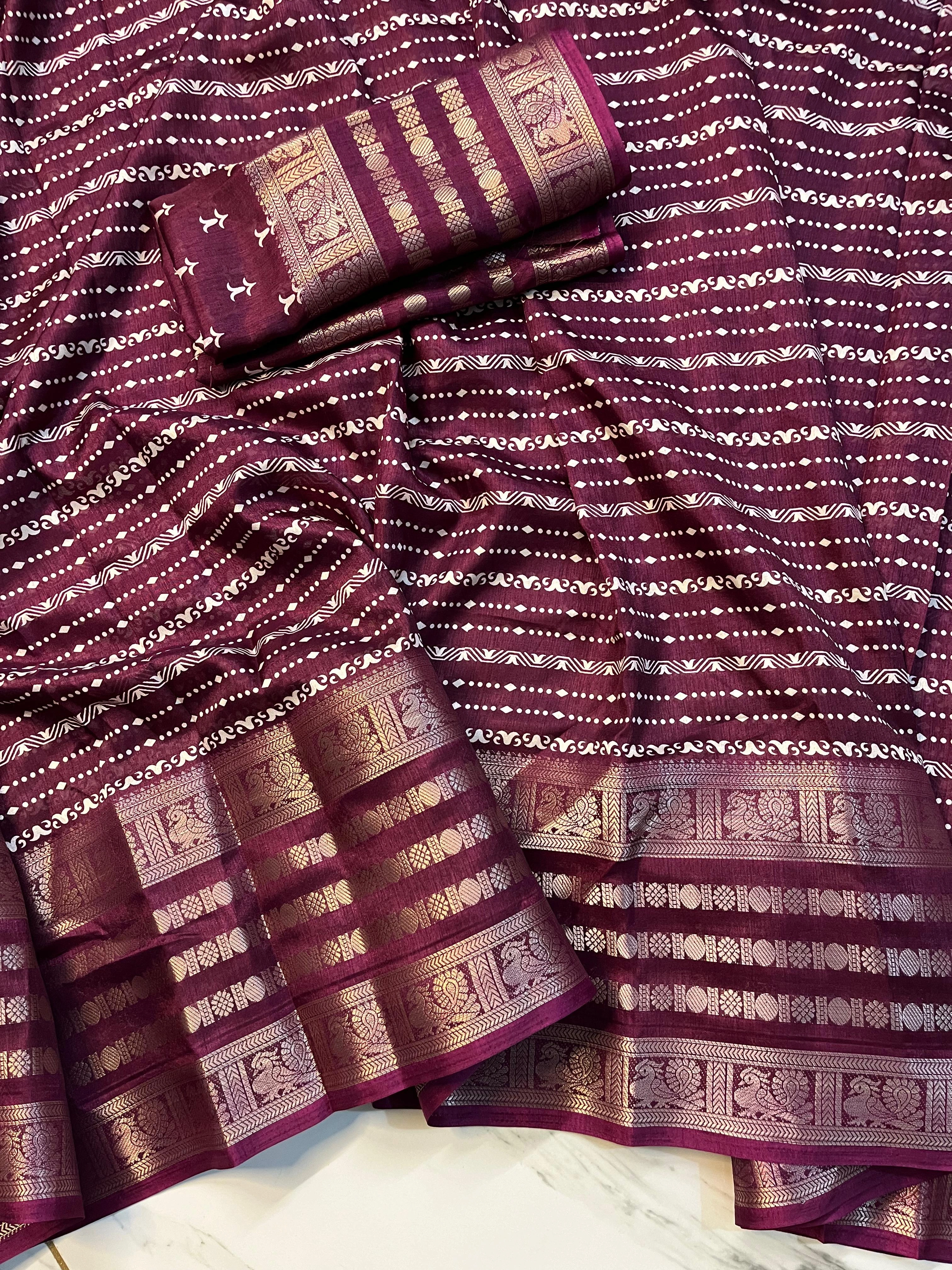 Pure Dola Silk Patola Saree with Matching Blouse-Maroon-4