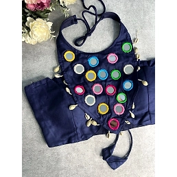 Heavy Mirror Work Cotton Dress with Designer Patterns