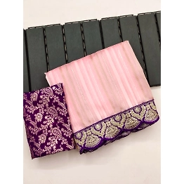 YNF Beautiful Pure Soft Silk Jacquard Saree with Contrast Lace Border and Weaving Blouse