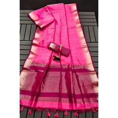 Semi Tussar Silk Saree: Stunning Bandhani Style with Traditional Temple Border