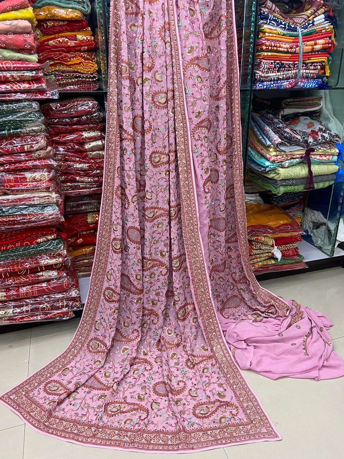 Pure Georgette Saree: Exquisite Embroidery, Vibrant Colors, Lightweight &amp; Elegant-RBC-17-Pink