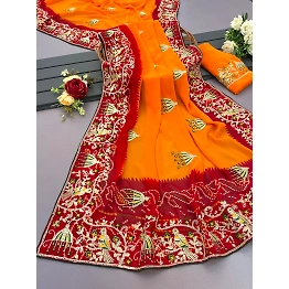 YNF Heavy Embroidered Georgette Saree with Multi-Work Design