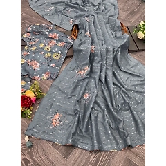 Chandari Silk Saree: Elegant, Sequined, Digital Print, Handcrafted Blouse