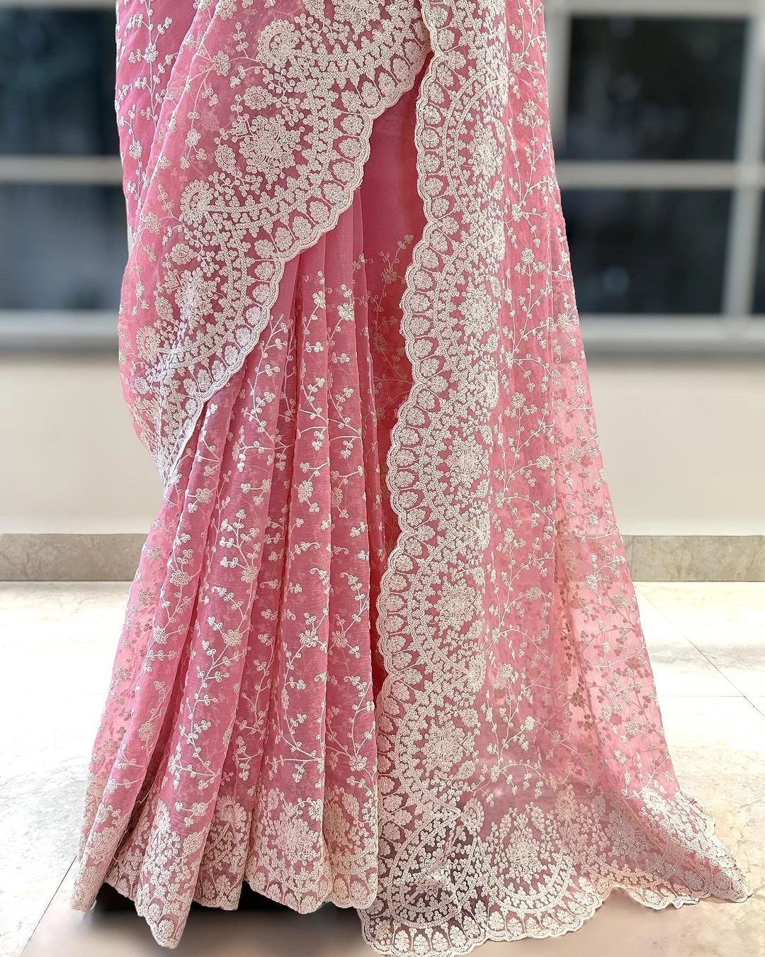 Shimmering Silk Sarees: Summer Special with Beautiful Cutwork Border-Peach-2