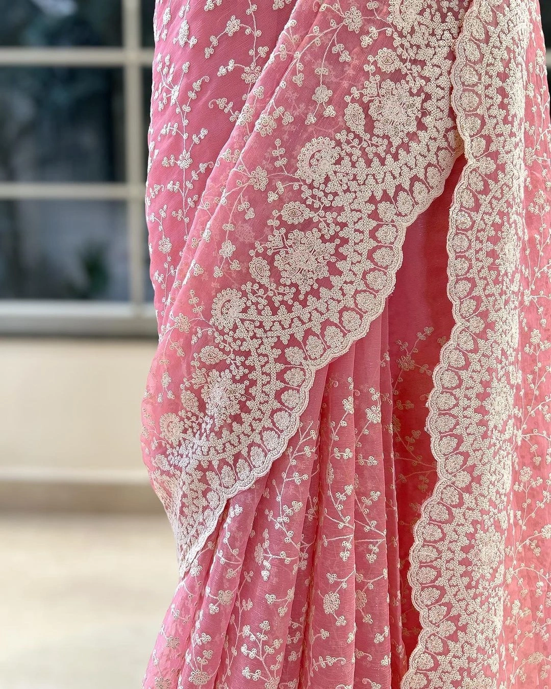 Shimmering Silk Sarees: Summer Special with Beautiful Cutwork Border-Peach-3