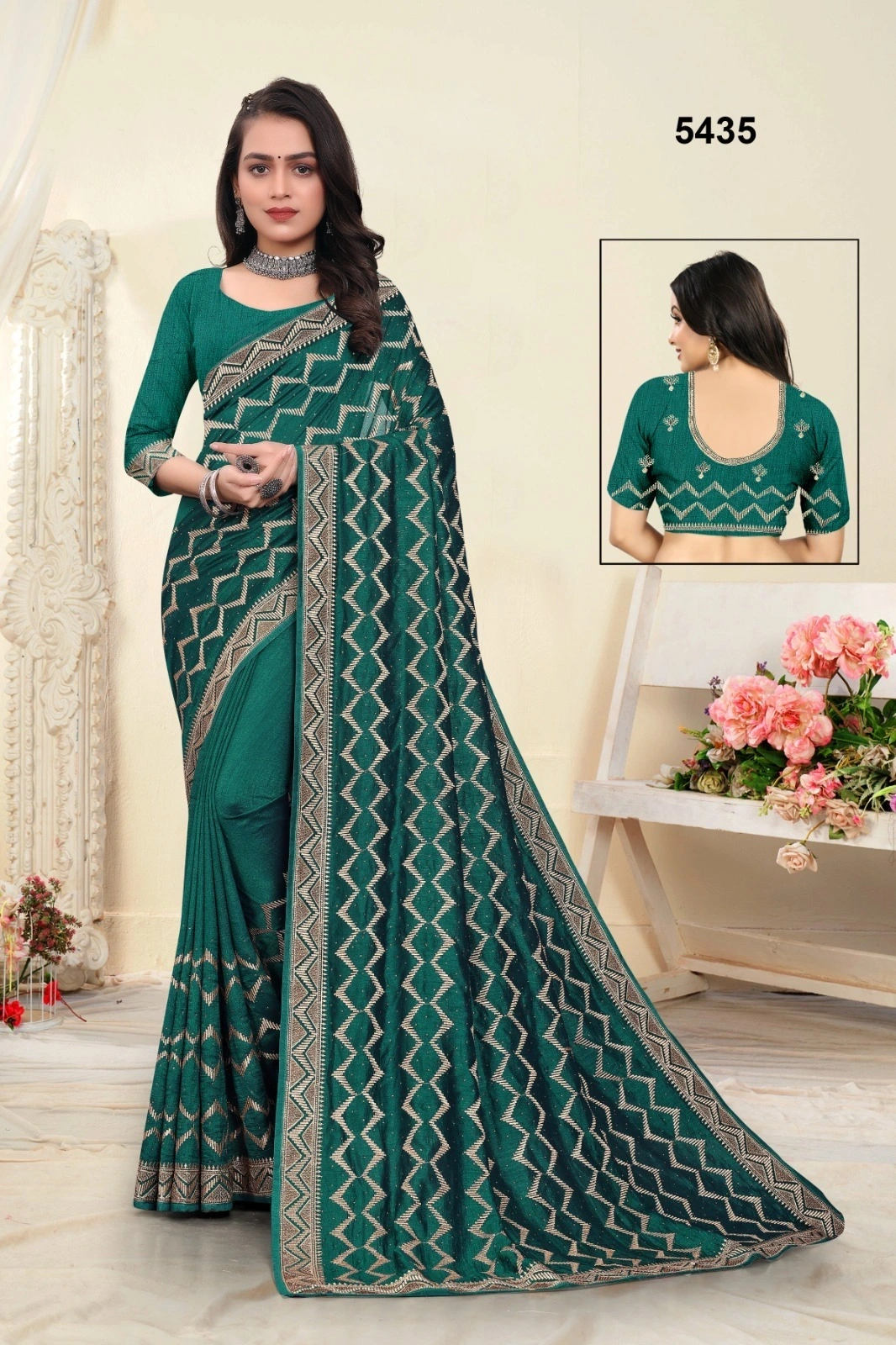 Vichitra Silk Saree with Heavy Embroidery and Stone Work-RSRM-5435-Morpich