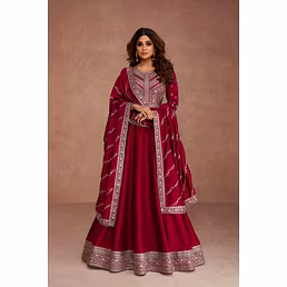 Premium Silk Embroidered Dress with Matching Dupatta