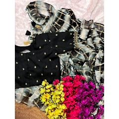 Hand-Dyed Shibori Saree with Silk Embroidered Blouse