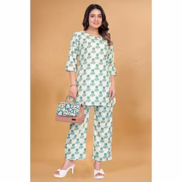 Cotton Rayon 100% 3/4 Sleeve V-Neck Set: S-XXL Sizes