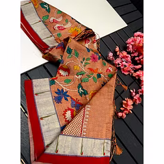 Soft and Smooth Tussar Saree: Exquisite Paithani Design with Digital Print