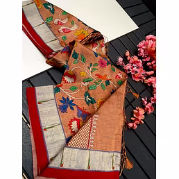 Soft and Smooth Tussar Saree: Exquisite Paithani Design with Digital Print