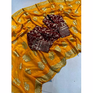 Banarasi Embroidered Georgette Saree - Size Up to 42