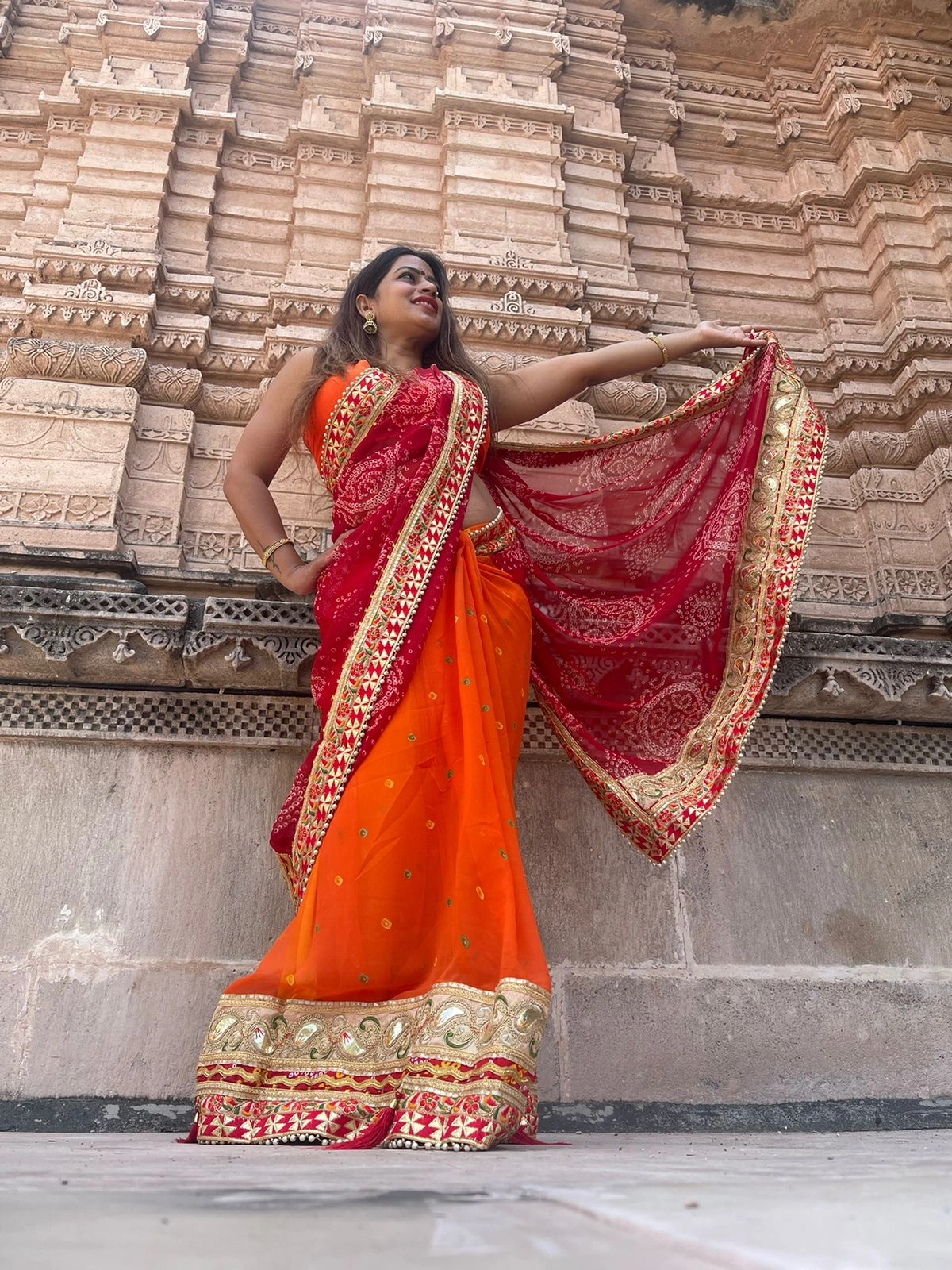 Stunning Pure Georgette Saree with Intricate Gotta Patti Embroidery-RBC-20-Red