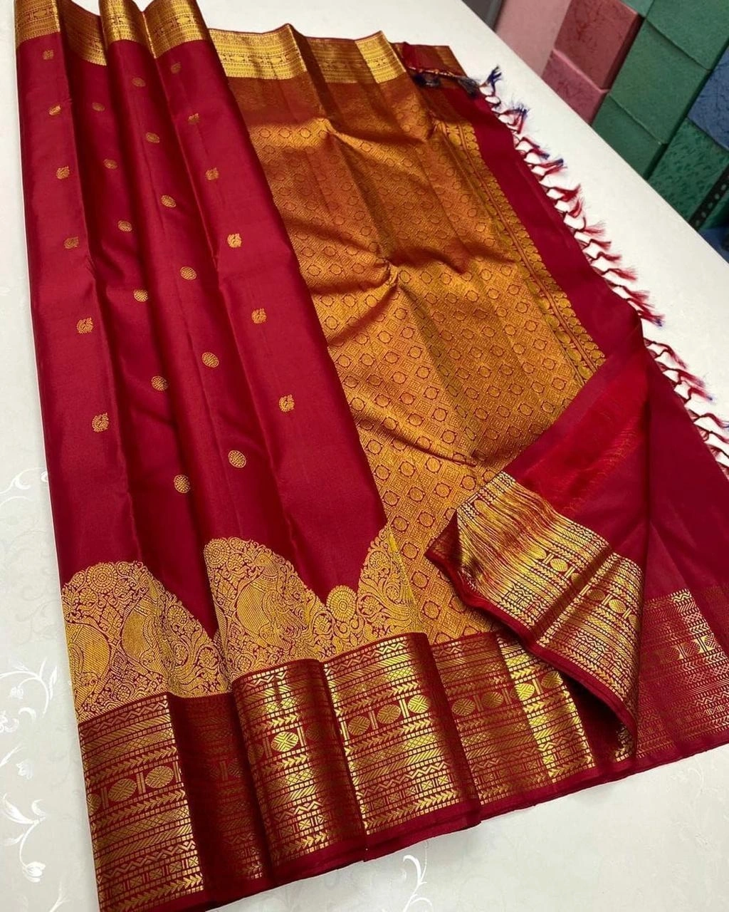 Organic Banarasi Sarees - Enchantingly Breathable for Weddings-Red-1