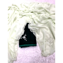 Soft Teby Organza Silk Blouse: Exquisite Khatli Handwork on Velvet Fabric