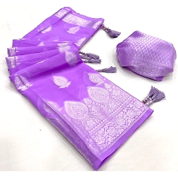 Georgette Silk Saree: Elegant Weaved Viscose with Rich Pallu &amp; Latkan