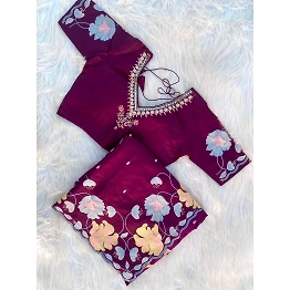 YNF Tussar Silk Saree: Elegant Embroidered Handwork with Matching Blouse