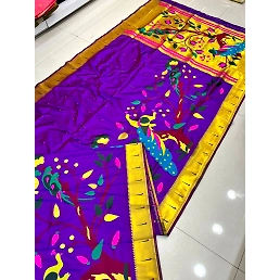 Paithani Silk Saree: Luxurious Pure Silk with Gold Jari Embellishments