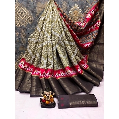 Grand Patola Silk Saree with Digital Print & Kanjivaram Border