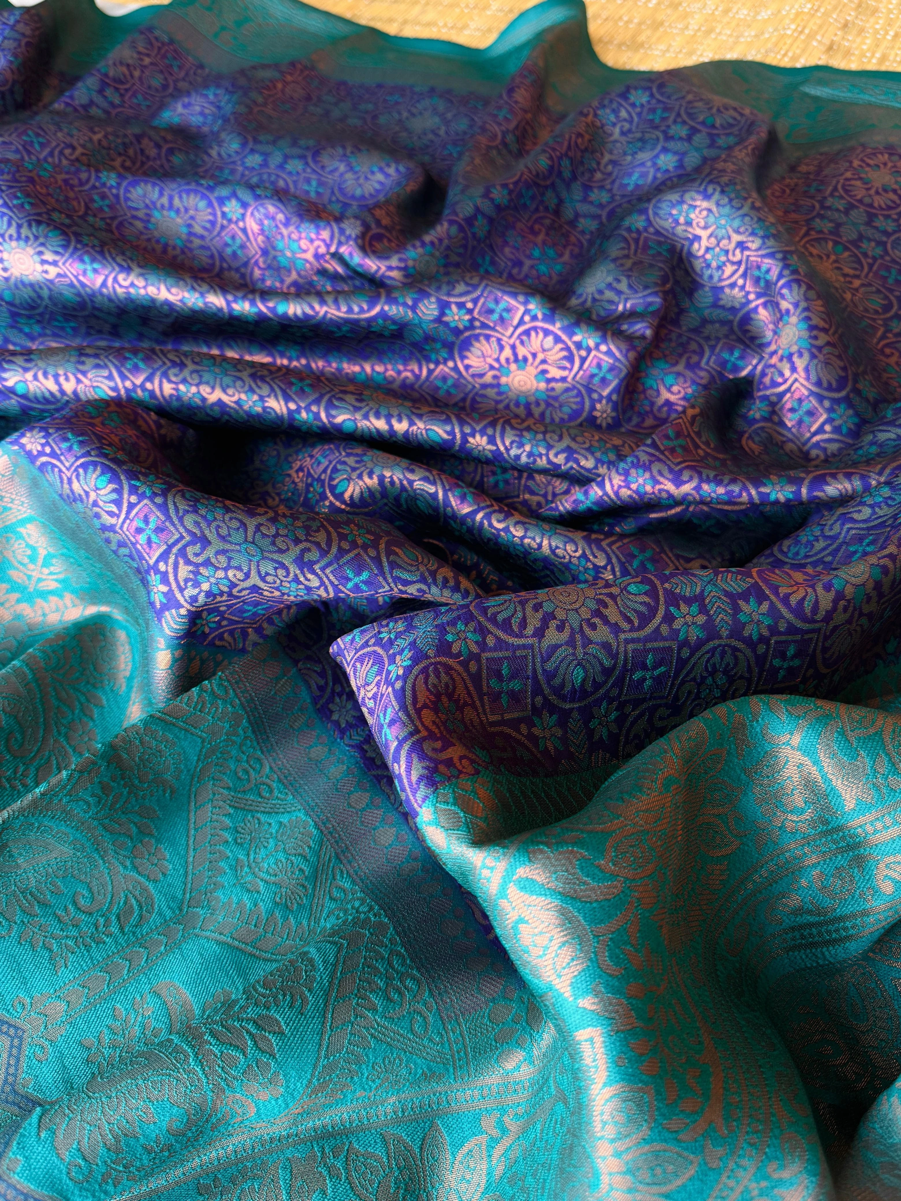 Soft Kanjivaram Silk Saree: Rich Patola Weaving, Delicate Zari, Designer Blouse-Sky Blue-1