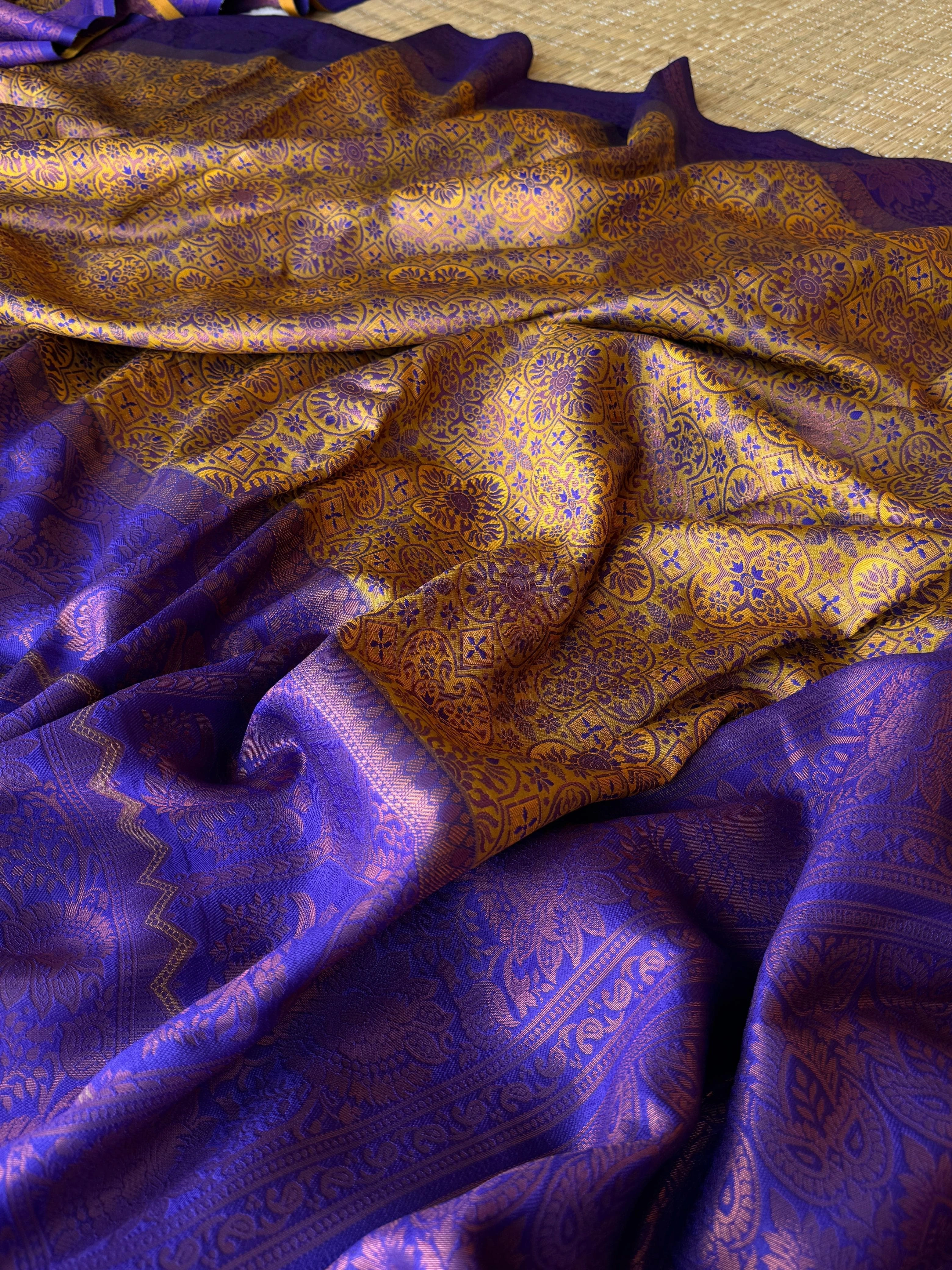 Soft Kanjivaram Silk Saree: Rich Patola Weaving, Delicate Zari, Designer Blouse-Blue-1