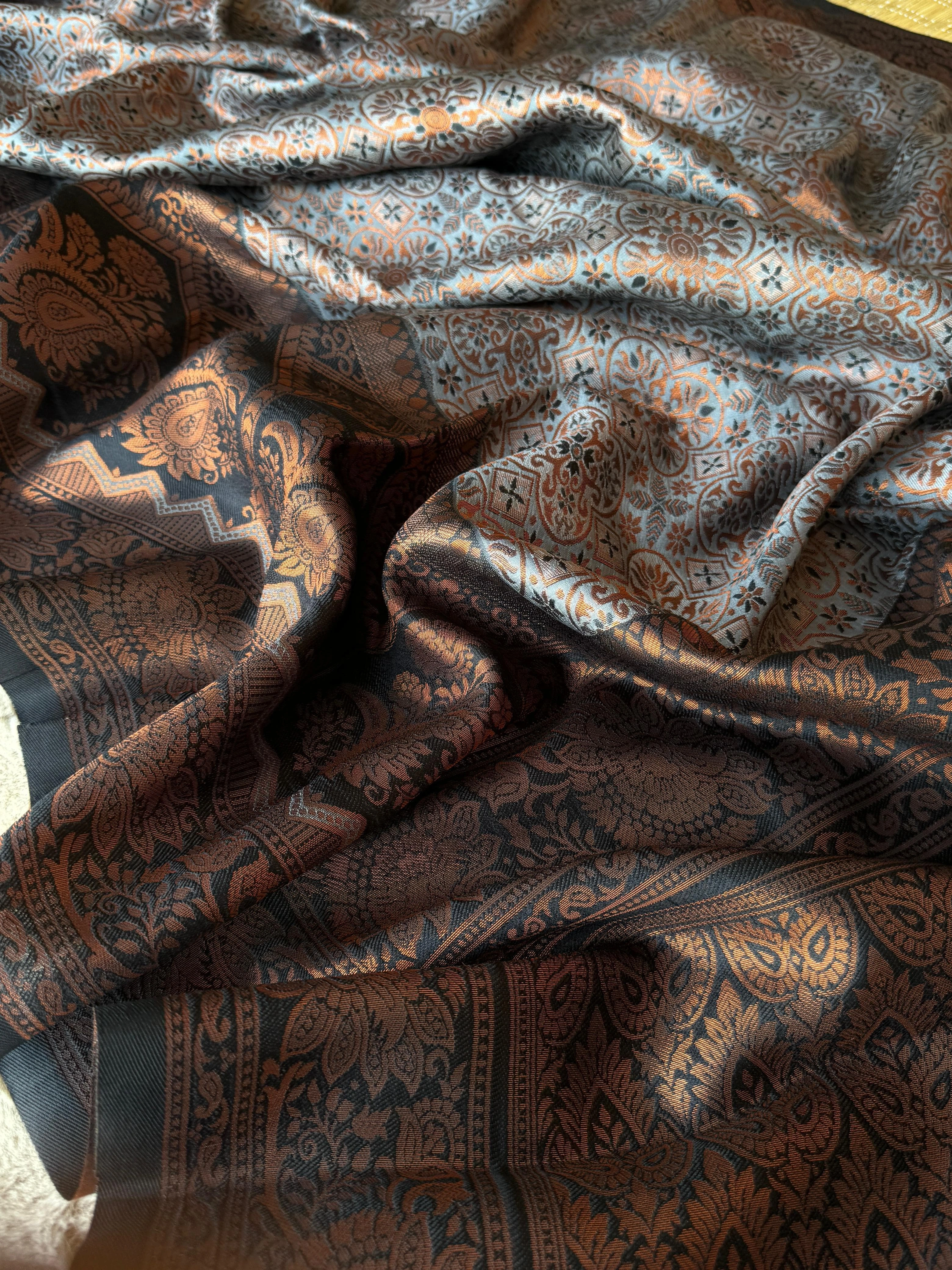 Soft Kanjivaram Silk Saree: Rich Patola Weaving, Delicate Zari, Designer Blouse-Brown-1