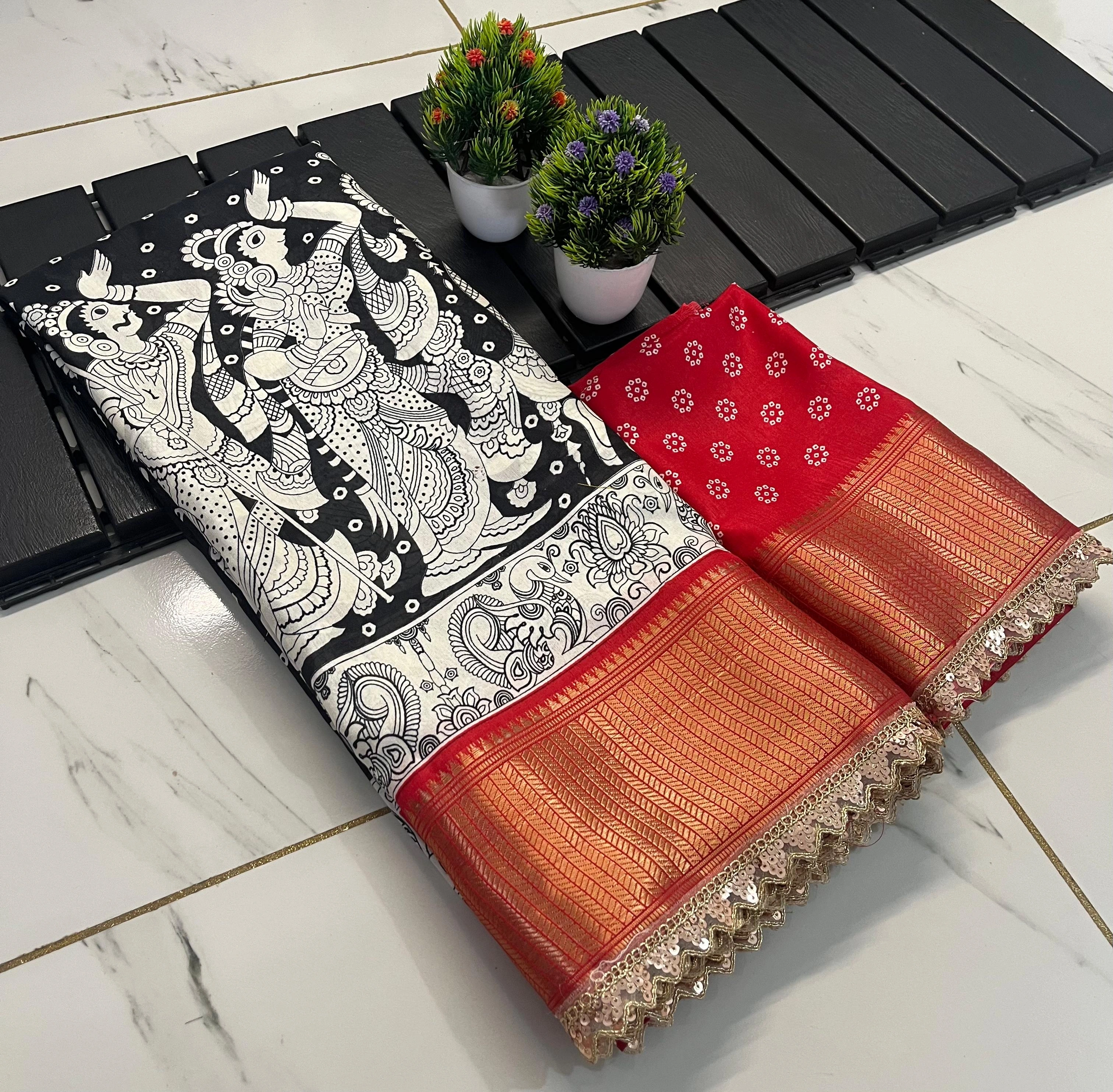 Trendy Lace Patti Dola Silk Saree with Stunning Lace Work-RWC-47-Black