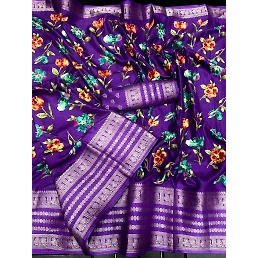 Beautiful Dola Silk Sarees: Exquisite Floral Design with Contrast Weaving Border