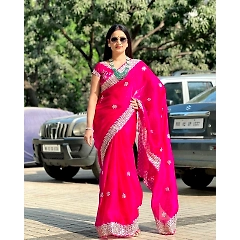 Pure Soft Zimmy Choo Silk Saree with Stunning Sequin Work