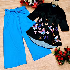 Flex Cotton Print Top and Heavy Crape Palazzo Set