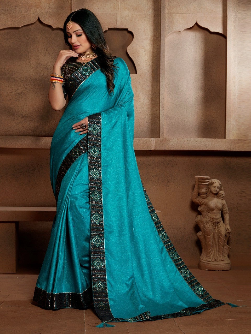 5.30 Length Vichitrta Cotton Saree with Dorby Jacquard Blouse - Elegant and Unique!-RDD-10-Rama