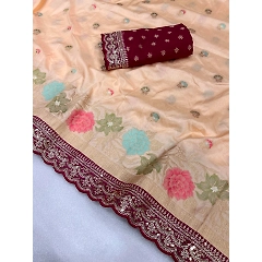 Silk Saree with Embroidery and Zari Weaving - Lightweight Elegance