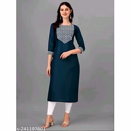 Stunning Embroidered Ruby Cotton Kurti in Multiple Sizes and Length