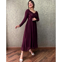 Stunning Embroidered Georgette Dress with Mirrored Details, Fully Stitched (Sizes M-XXL)